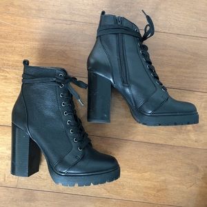 Steve Madden Leather Lace up Combat Booties